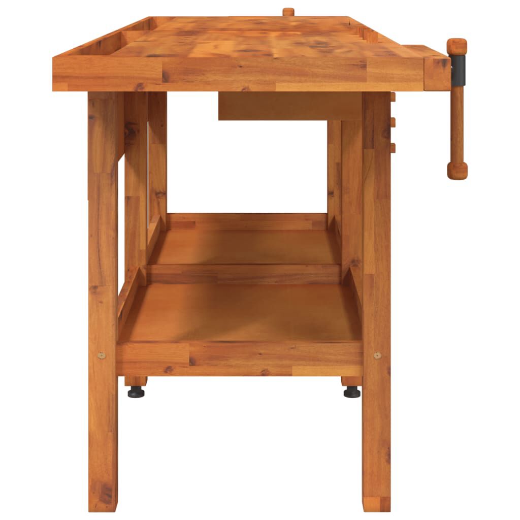 vidaXL Workbench with Drawers and Vices 192x62x83 cm Solid Wood Acacia