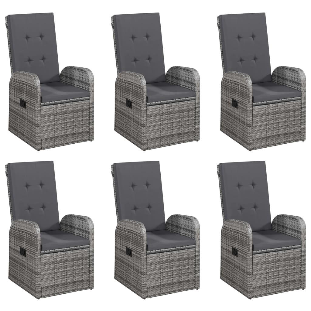vidaXL 7 Piece Garden Dining Set Grey