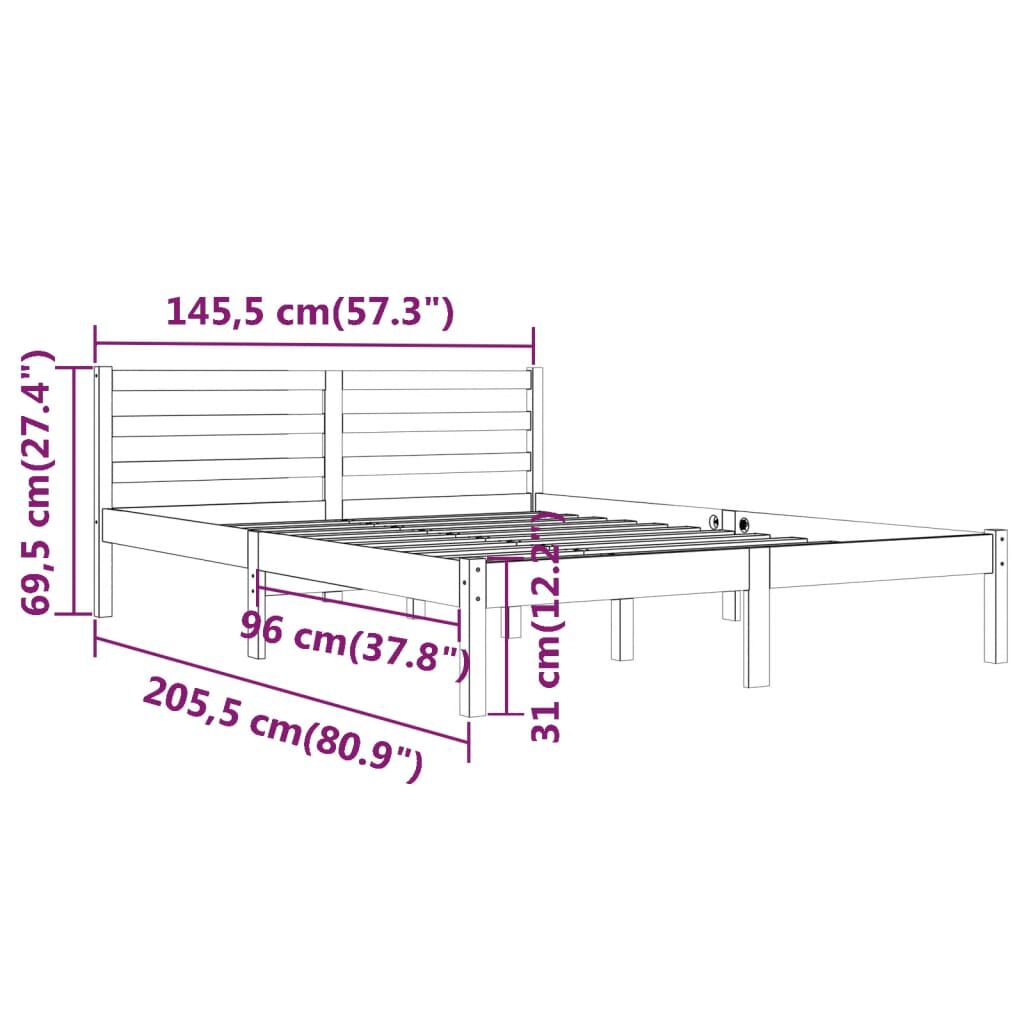 vidaXL Bed Frame without Mattress Solid Wood Pine 140x200cm Black