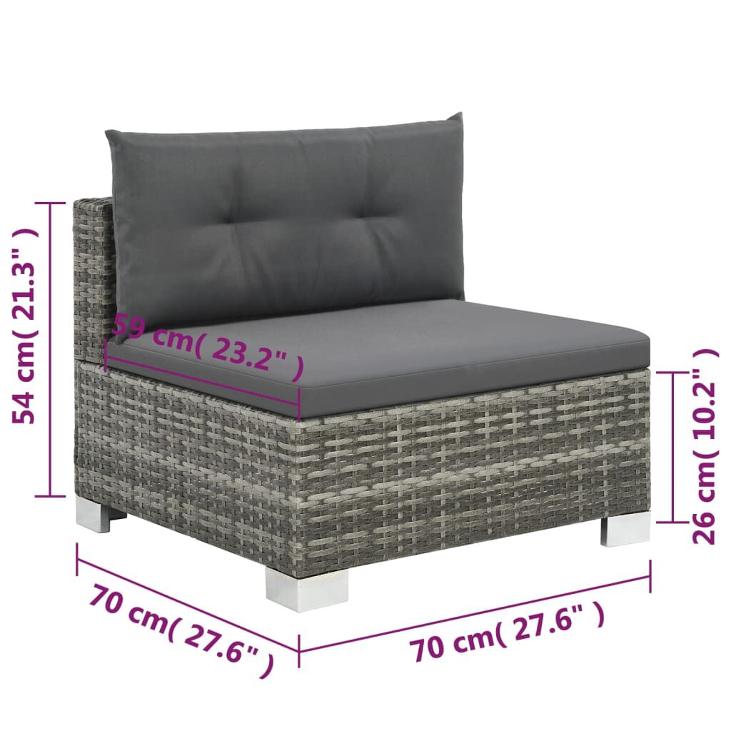 vidaXL 10 Piece Garden Lounge Set with Cushions Poly Rattan Grey