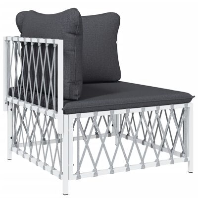 vidaXL 3 Piece Garden Lounge Set with Cushions White Steel, white vidaXL 3 Piece Garden Lounge Set with Cushions White Steel