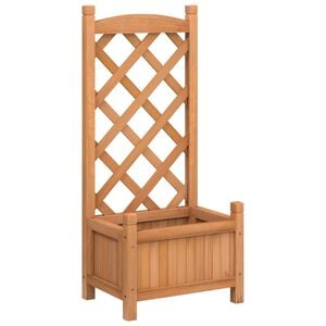 vidaXL Planter with Trellis Brown 40x30x90 cm Solid Wood Fir