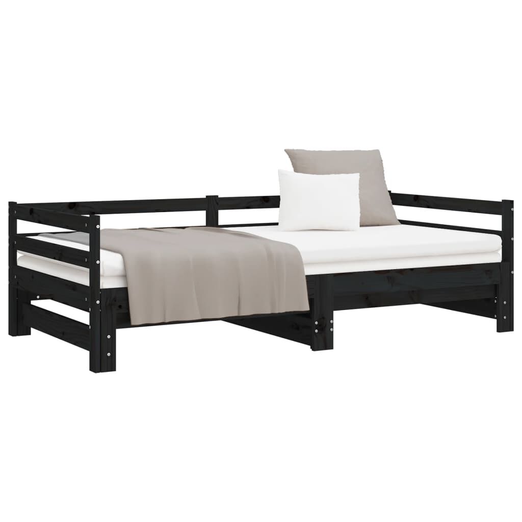 vidaXL Pull-out Day Bed without Mattress Black 2x(90x200)cm