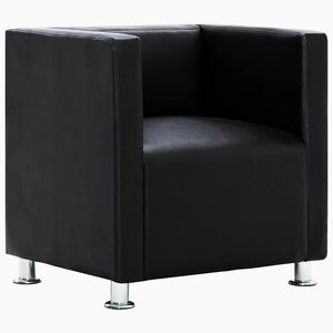 vidaXL Cube Armchair Black Faux Leather