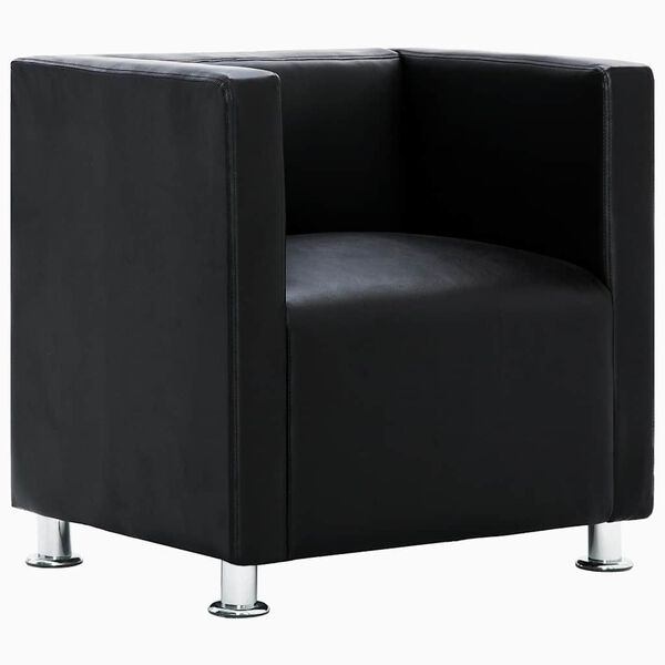 vidaXL Cube Armchair Black Faux Leather