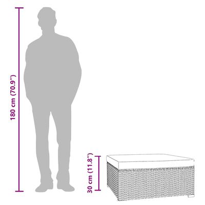 vidaXL Garden Footrest with Cushion Black 70x70x30 cm Poly Rattan, black vidaXL Garden Footrest with Cushion Black 70x70x30 cm Poly Rattan