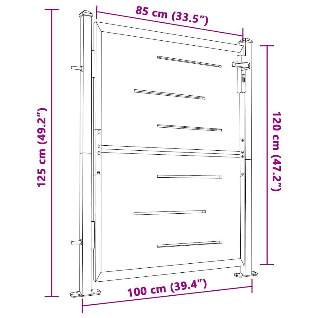 vidaXL Garden Gate 100x125 cm Stainless Steel