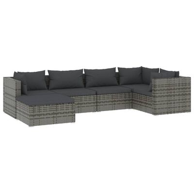 vidaXL 6 Piece Garden Lounge Set with Cushions Poly Rattan Grey, grey and anthracite vidaXL 6 Piece Garden Lounge Set with Cushions Poly Rattan Grey