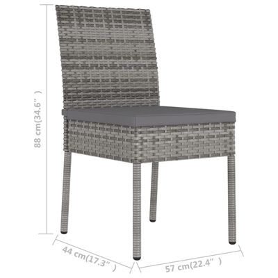 vidaXL Garden Dining Chairs 2 pcs Poly Rattan Grey, grey vidaXL Garden Dining Chairs 2 pcs Poly Rattan Grey