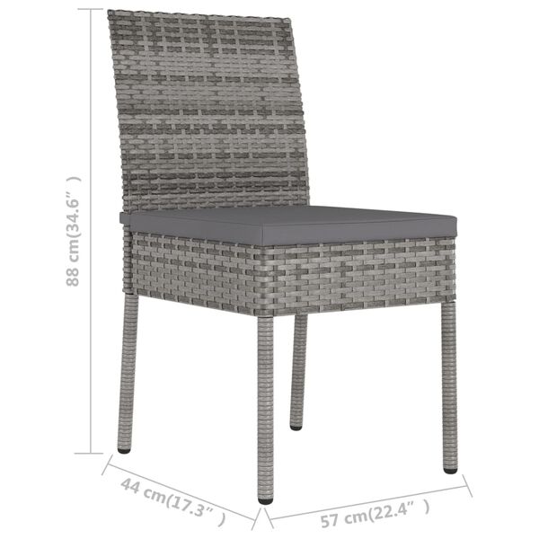 vidaXL Garden Dining Chairs 2 pcs Poly Rattan Grey