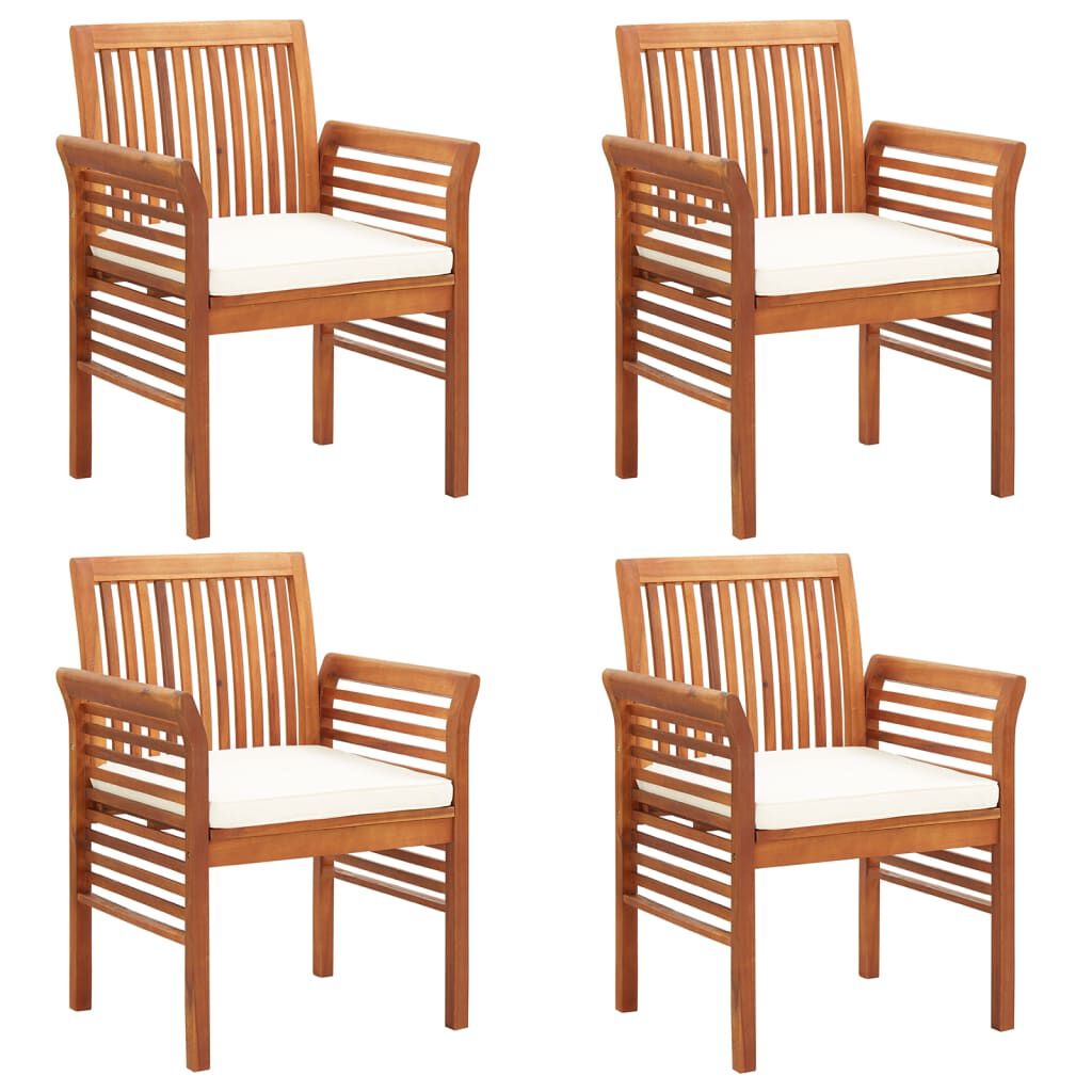 vidaXL Garden Dining Chairs with Cushions 4 pcs Solid Wood Acacia