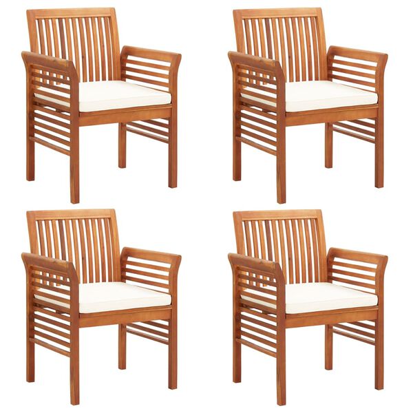 vidaXL Garden Dining Chairs with Cushions 4 pcs Solid Wood Acacia