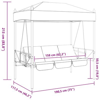 vidaXL Garden Swing Bench with Canopy Dark Grey Steel, dark grey vidaXL Garden Swing Bench with Canopy Dark Grey Steel