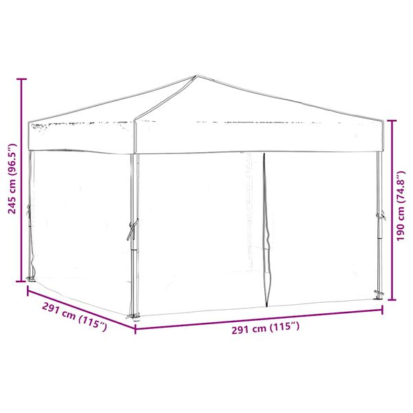 vidaXL Folding Party Tent with Sidewalls Anthracite 3x3 m