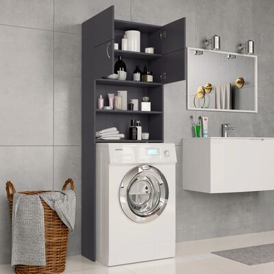 vidaXL Washing Machine Cabinet Grey 64x25.5x190 cm Engineered Wood, grey vidaXL Washing Machine Cabinet Grey 64x25.5x190 cm Engineered Wood