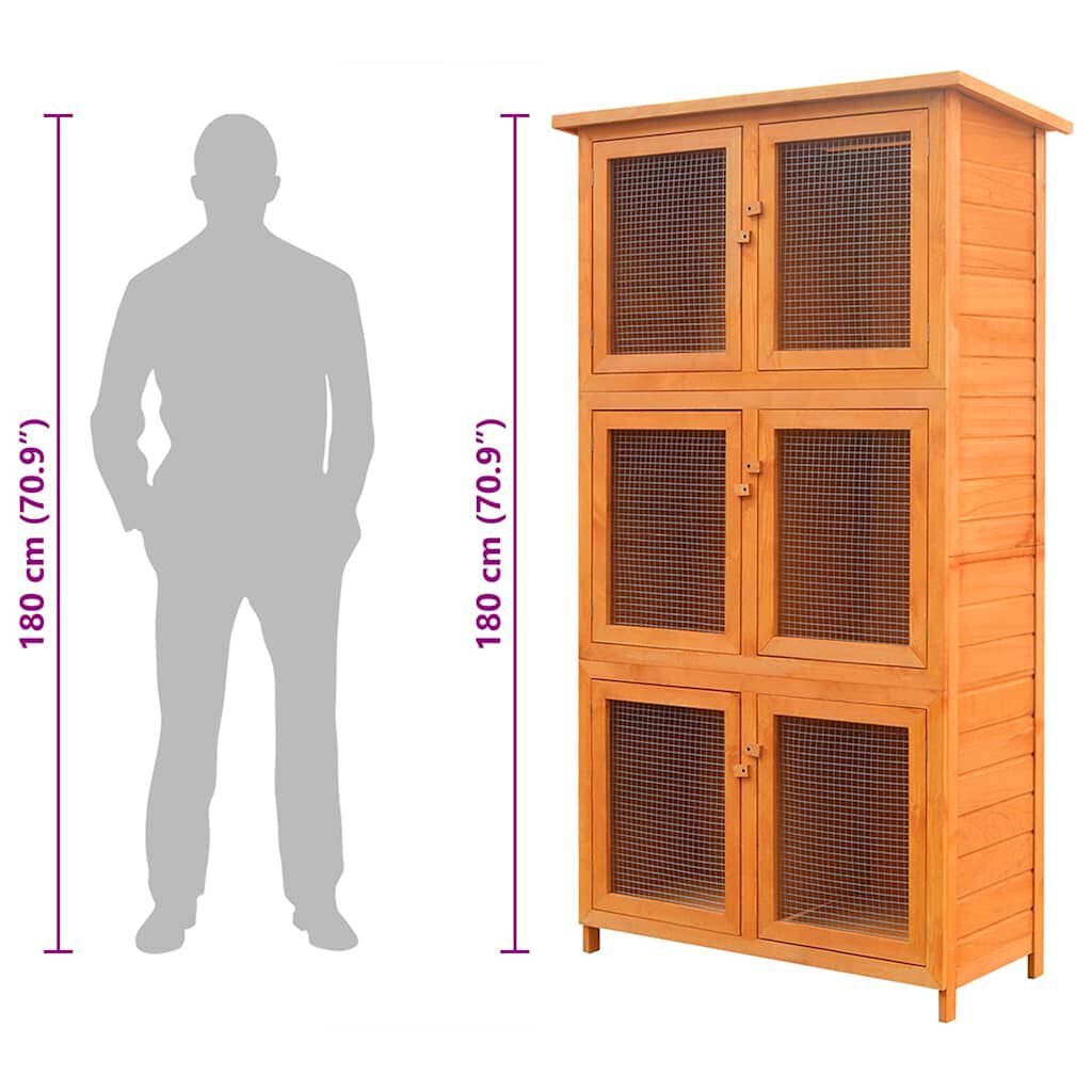 vidaXL Animal Rabbit Cage 6 Rooms Wood