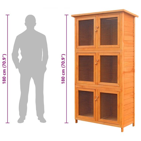 vidaXL Animal Rabbit Cage 6 Rooms Wood