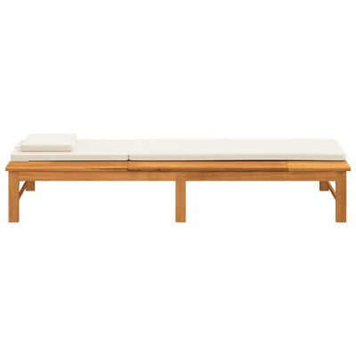 vidaXL Sun Lounger with Cream White Cushion and Pillow Solid Wood Acacia,  vidaXL Sun Lounger with Cream White Cushion and Pillow Solid Wood Acacia