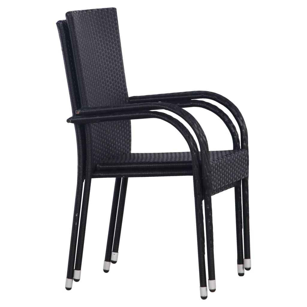 vidaXL Stackable Outdoor Chairs 2 pcs Poly Rattan Black