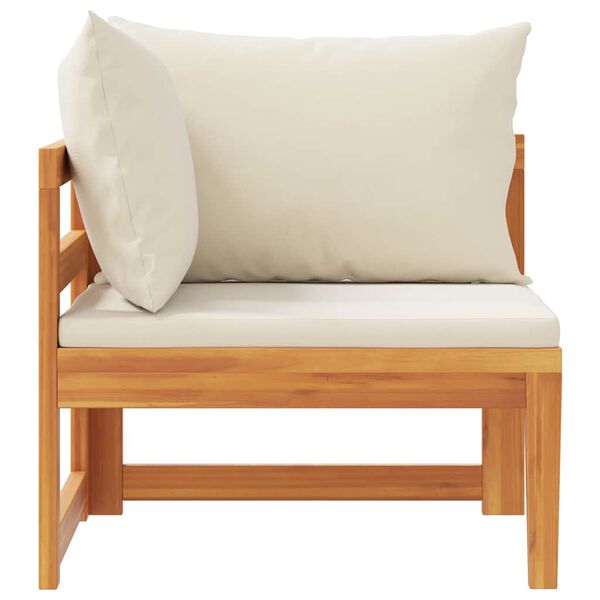 vidaXL Corner Sofa with Cream White Cushions Solid Acacia Wood