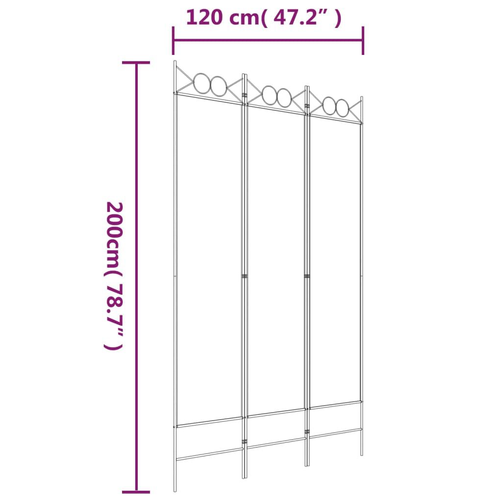 vidaXL 3-Panel Room Divider Brown 120x200 cm Fabric