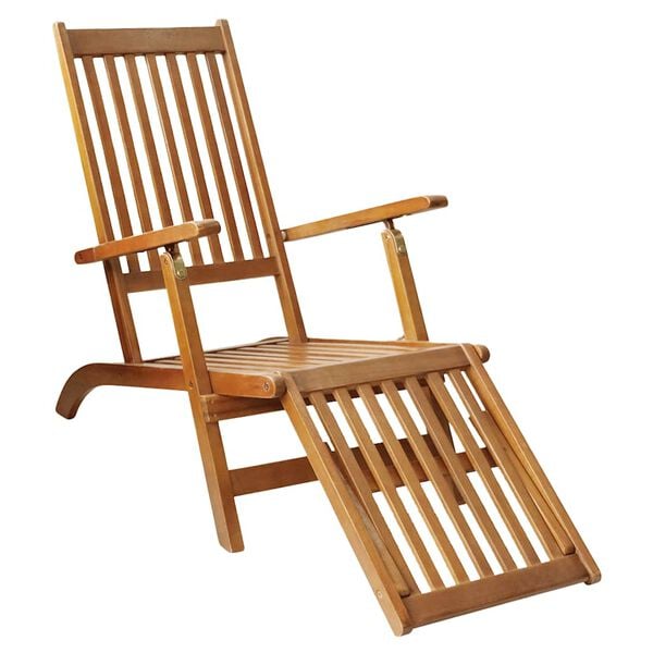 vidaXL Outdoor Deck Chair with Footrest Solid Acacia Wood