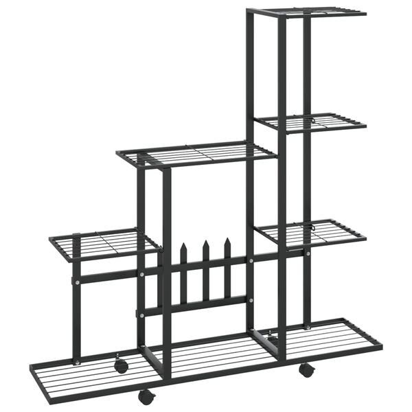 vidaXL Flower Stand with Wheel 94.5x25x92.5 cm Black Metal
