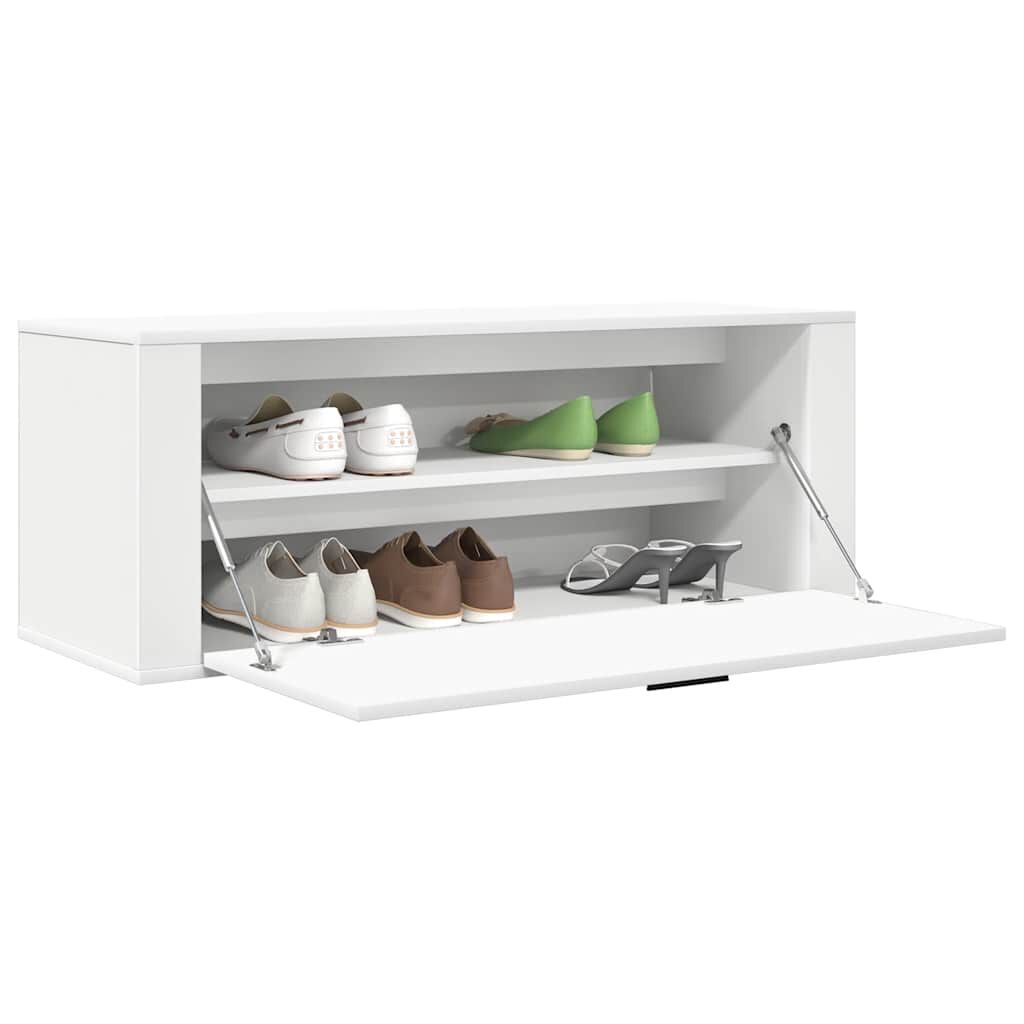 vidaXL Wall Shoe Cabinet White 100x35x38 cm Engineered Wood