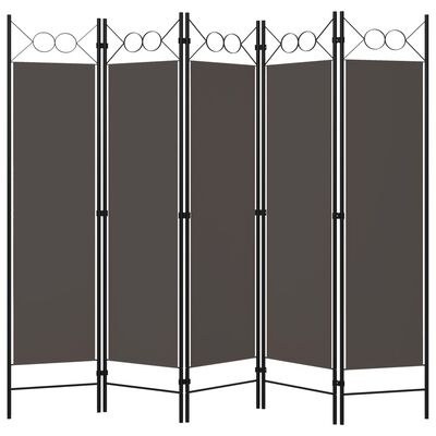 vidaXL 5-Panel Room Divider Anthracite 200x180 cm, anthracite vidaXL 5-Panel Room Divider Anthracite 200x180 cm