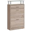 vidaXL Shoe Cabinet with a Drawer and a Top Glass Shelf Wood Oak Look