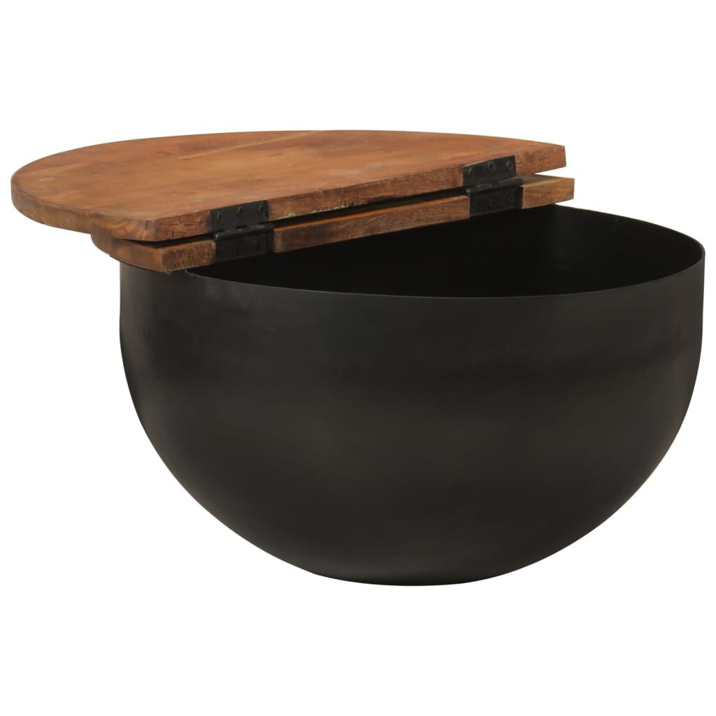 vidaXL Coffee Table Black 50x27 cm Solid Wood Reclaimed