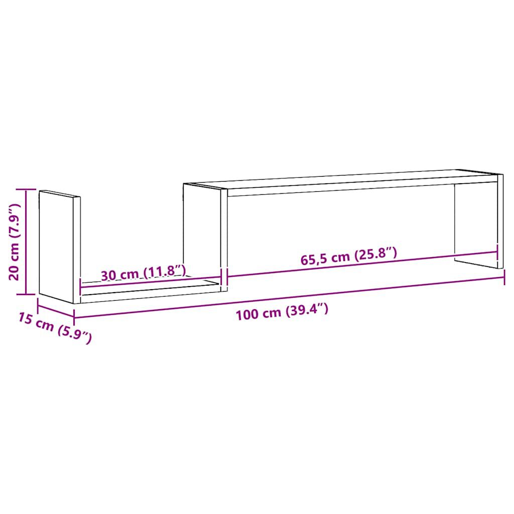 vidaXL Wall Shelves 2 pcs Smoked Oak 100x15x20 cm Engineered Wood