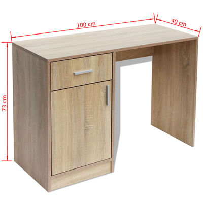 vidaXL Desk with Drawer and Cabinet Oak 100x40x73 cm, oak vidaXL Desk with Drawer and Cabinet Oak 100x40x73 cm
