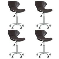 vidaXL Swivel Dining Chairs 4 pcs Brown Faux Leather, brown vidaXL Swivel Dining Chairs 4 pcs Brown Faux Leather
