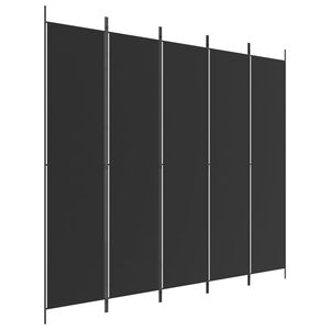 vidaXL 5-Panel Room Divider Black 250x220 cm Fabric