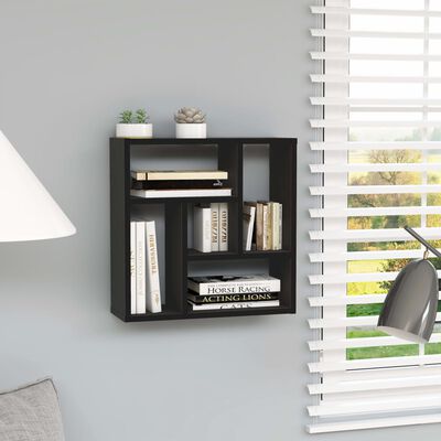 vidaXL Wall Shelf Black 45.1x16x45.1 cm Engineered Wood, black vidaXL Wall Shelf Black 45.1x16x45.1 cm Engineered Wood
