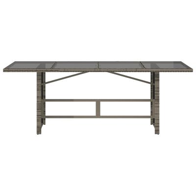 vidaXL Garden Table with Glass Top Grey 190x80x74 cm Poly Rattan