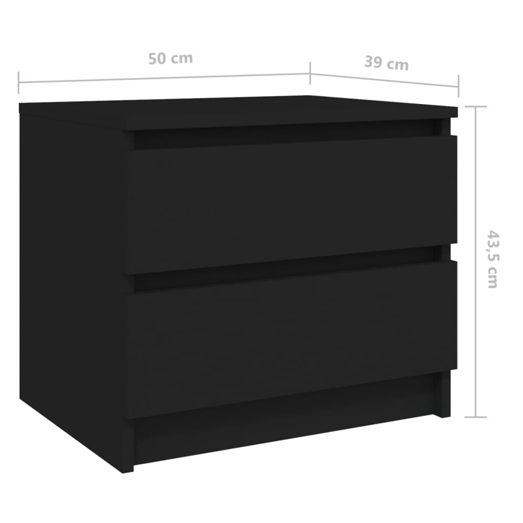 vidaXL Bed Cabinets 2 pcs Black 50x39x43.5 cm Engineered Wood