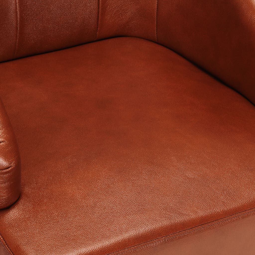 vidaXL Dining Chairs 2 pcs Brown Real Goat Leather