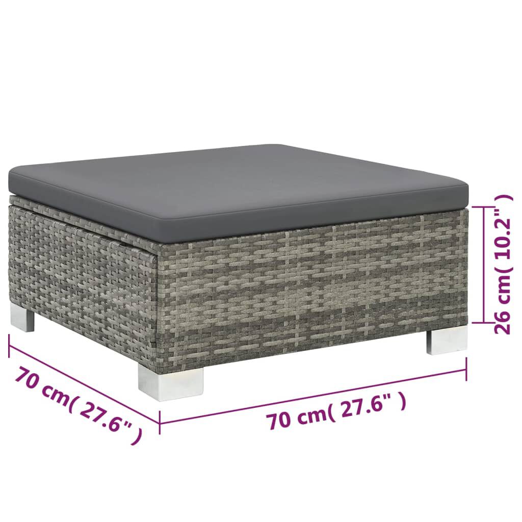 vidaXL 10 Piece Garden Lounge Set with Cushions Poly Rattan Grey