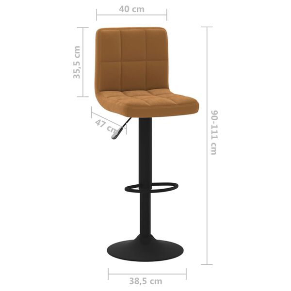 vidaXL Bar Stools 2 pcs Brown Velvet