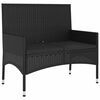 vidaXL 2-Seater Garden Bench with Cushions Black Poly Rattan