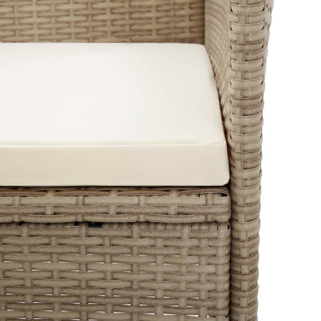 vidaXL 9 Piece Outdoor Dining Set with Cushions Poly Rattan Beige