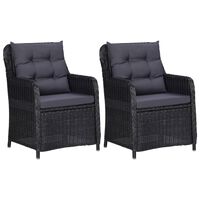 vidaXL Garden Chairs 2 pcs with Cushions Poly Rattan Black, black vidaXL Garden Chairs 2 pcs with Cushions Poly Rattan Black