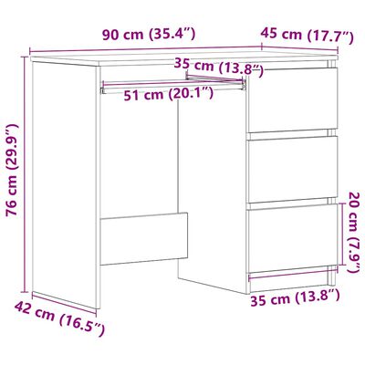 vidaXL Desk White 90x45x76 cm Engineered Wood, white vidaXL Desk White 90x45x76 cm Engineered Wood