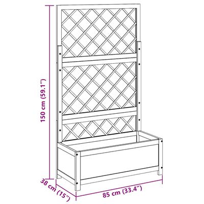 vidaXL Raised Bed with Trellis 85x38x150 cm Solid Acacia Wood,  vidaXL Raised Bed with Trellis 85x38x150 cm Solid Acacia Wood
