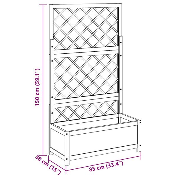 vidaXL Raised Bed with Trellis 85x38x150 cm Solid Acacia Wood