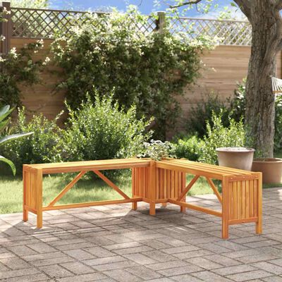 vidaXL Garden Corner Bench with Planter 117x117x40cm Solid Acacia Wood, brown vidaXL Garden Corner Bench with Planter 117x117x40cm Solid Acacia Wood