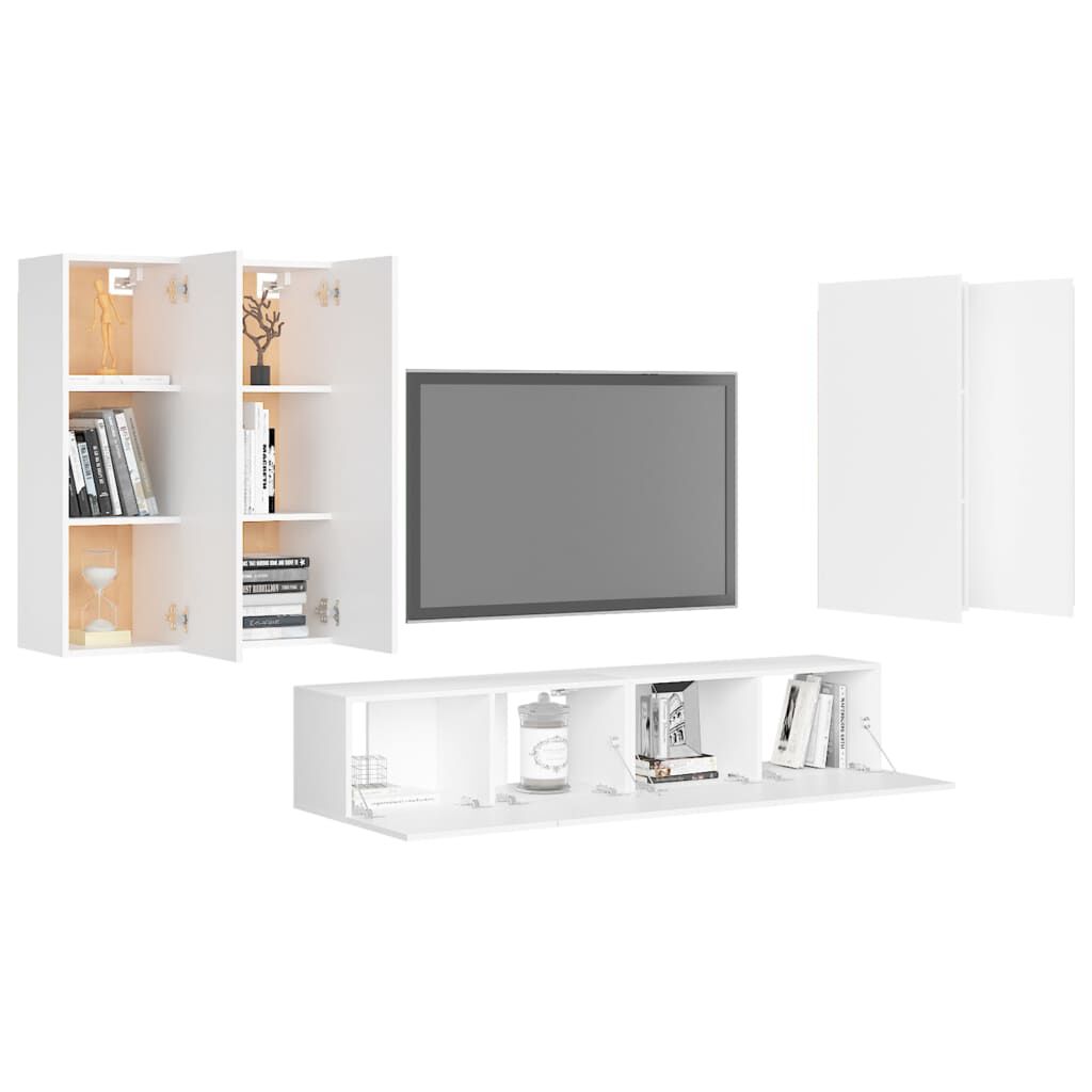 vidaXL 6 Piece TV Cabinet Set White Engineered Wood