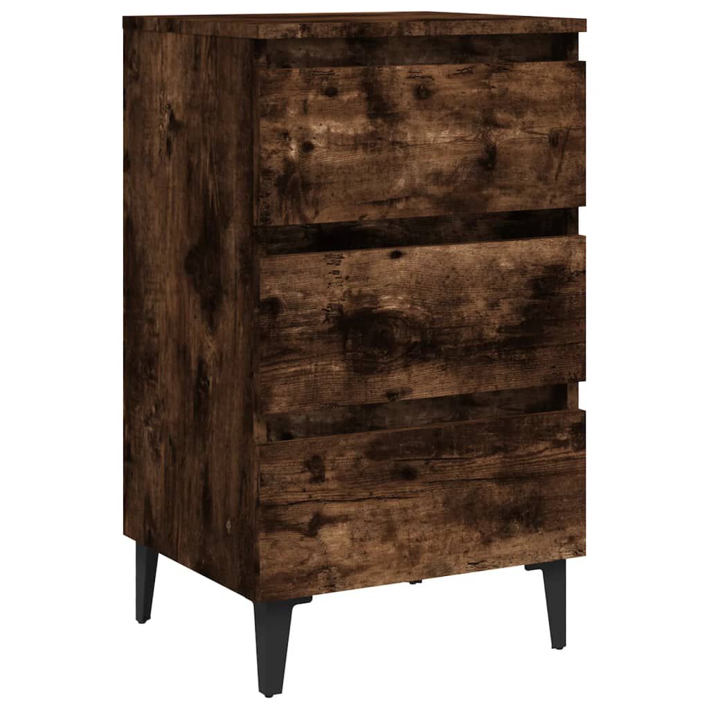 vidaXL Bed Cabinets with Metal Legs 2 pcs Smoked Oak 40x35x69 cm
